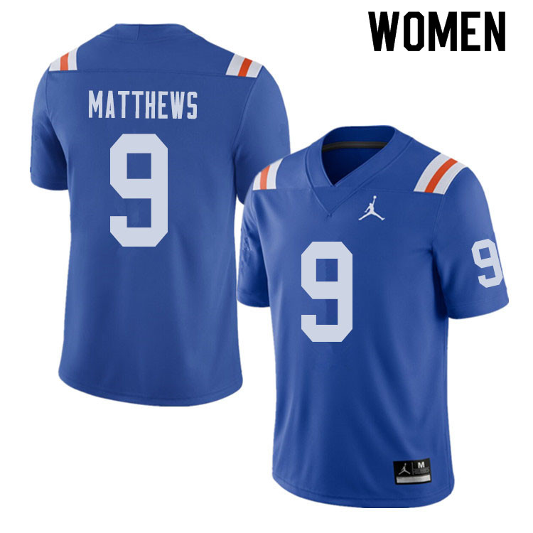 Jordan Brand Women #9 Luke Matthews Florida Gators Throwback Alternate College Football Jerseys Sale